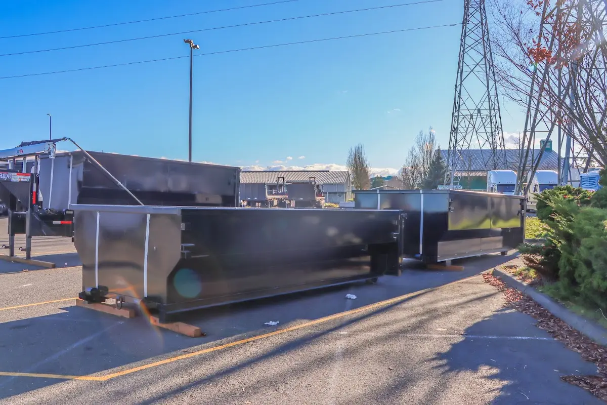Roll-off dumpster ready for waste disposal at job site for 2 Yard Dumpster Rental in Templeton